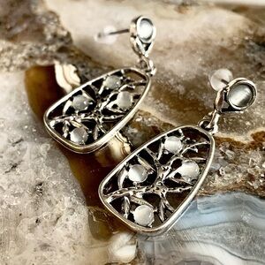 2379 Chic Silver Crystal Filigree Earrings
